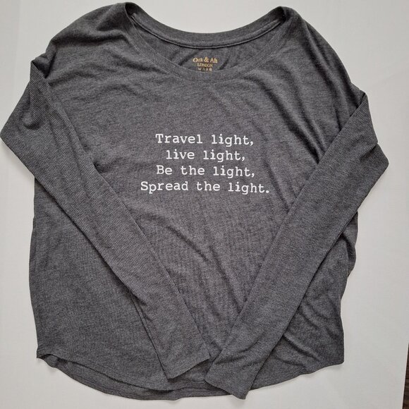 Om & Ah London Grey Long Sleeve Tee Be the Light - Picture 1 of 5